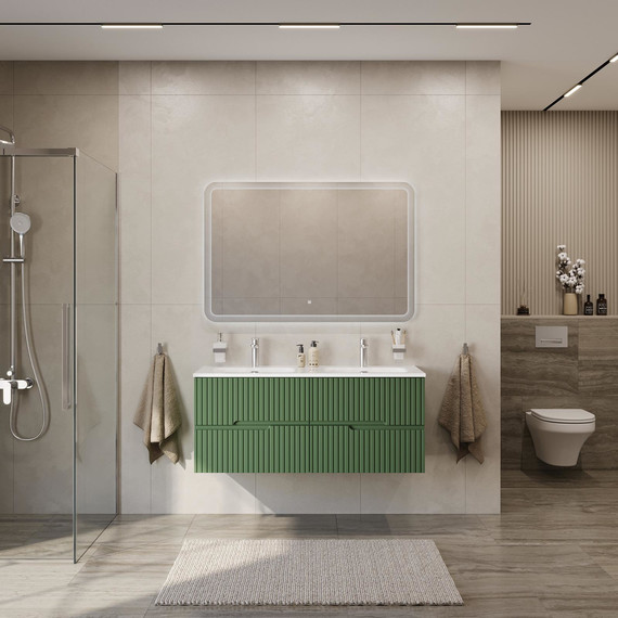 Тумба подвесная с раковиной Cezares DUET-N-1200-4C-SO-2-PS-P 120 см (раковина CZR-8073-120-2) фисташковый софт - 9 Тумба подвесная с раковиной Cezares DUET-N-1200-4C-SO-2-PS-P 120 см (раковина CZR-8073-120-2) фисташковый софт фото 9