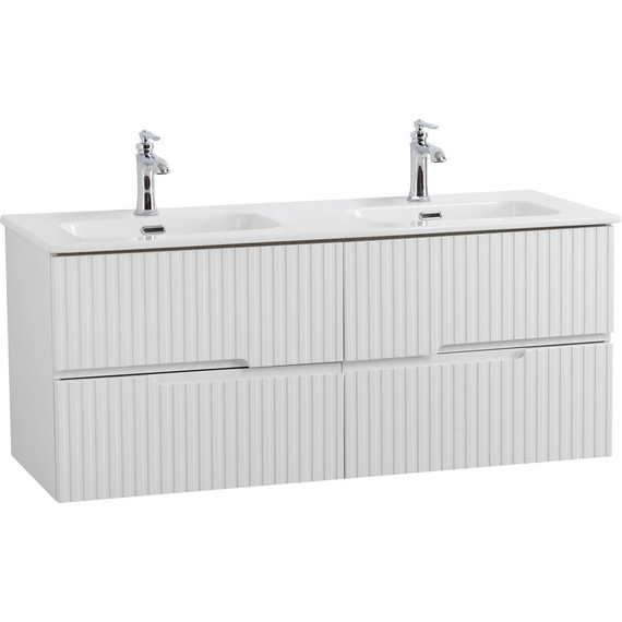 Тумба подвесная с раковиной Cezares DUET-N-1200-4C-SO-2-BL 120 см (раковина CZR-8095-120-2) bianco lucido фото 2