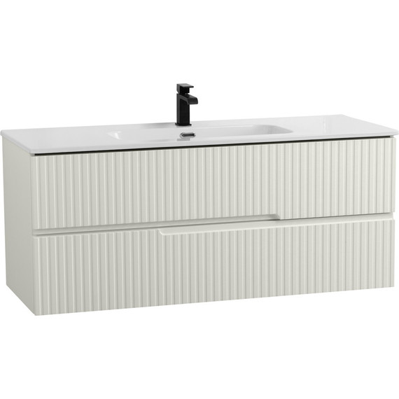 Тумба подвесная с раковиной Cezares DUET-N-1200-2C-SO-AS-P 120 см (раковина CZR-8095-120) альпака брашированная фото 2