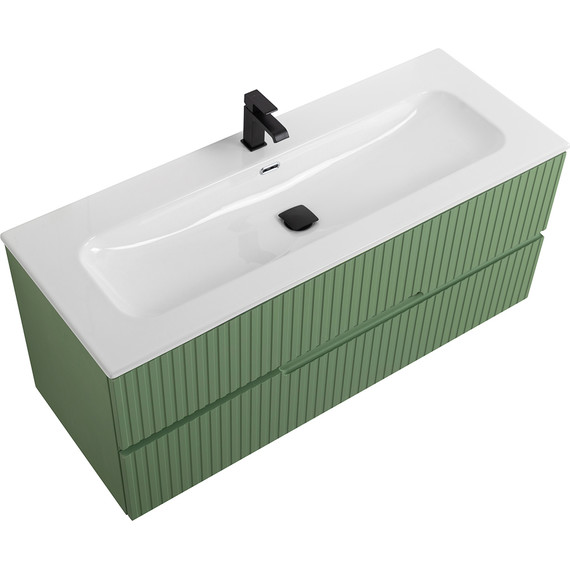 Тумба подвесная с раковиной Cezares DUET-N-1200-2C-SO-PS-P 120 см (раковина CZR-8073-120) фисташковый софт фото 5