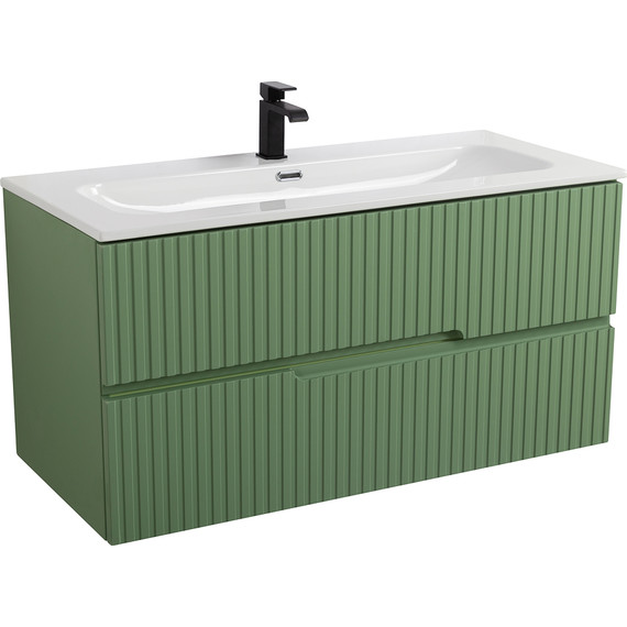 Тумба подвесная с раковиной Cezares DUET-N-1000-2C-SO-PS-P 100 см (раковина CZR-8073-100) фисташковый софт фото 2