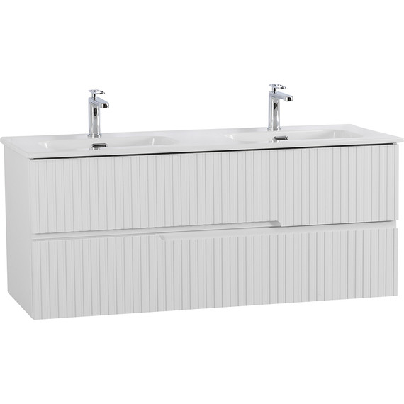 Тумба подвесная с раковиной Cezares DUET-N-1200-2C-SO-2-BL 120 см (раковина CZR-8095-120-2) bianco lucido фото 2