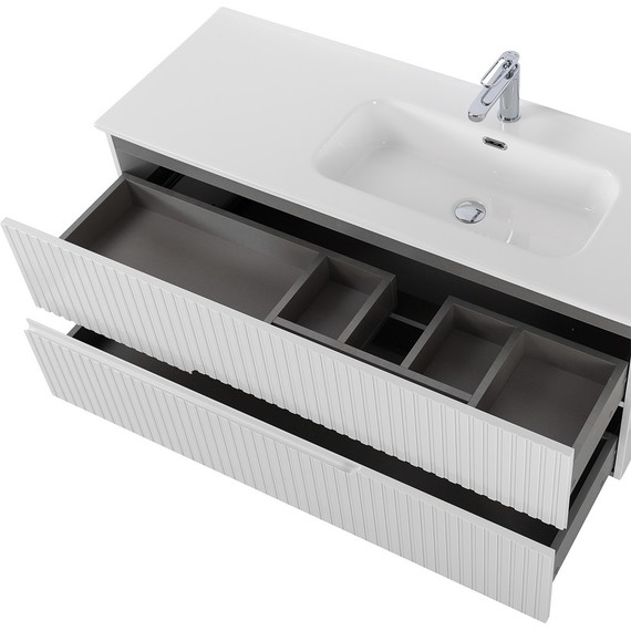 Тумба подвесная с раковиной Cezares DUET-N-1200-2C-SO-BL-R 120 см (раковина CZR-8095-120-R) bianco lucido фото 5