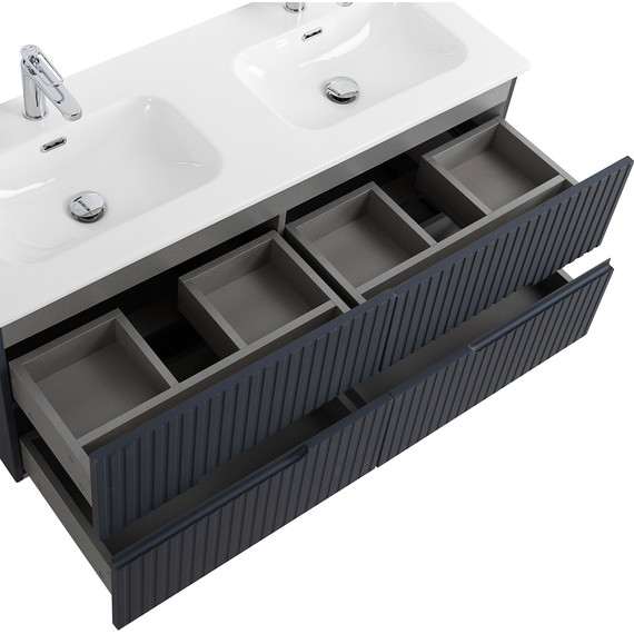 Тумба подвесная с раковиной Cezares DUET-N-1200-4C-SO-2-GR-P 120 см (раковина CZR-8073-120-2) grafito фото 4