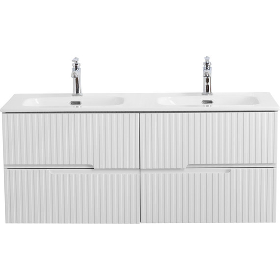 Тумба подвесная с раковиной Cezares DUET-N-1200-4C-SO-2-BL 120 см (раковина CZR-8073-120-2) bianco lucido фото 