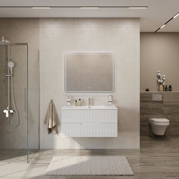 Тумба подвесная с раковиной Cezares DUET-N-1000-2C-SO-FBS-P 100 см (раковина CZR-8095-100) ясень белый софт - 8 Тумба подвесная с раковиной Cezares DUET-N-1000-2C-SO-FBS-P 100 см (раковина CZR-8095-100) ясень белый софт фото 8