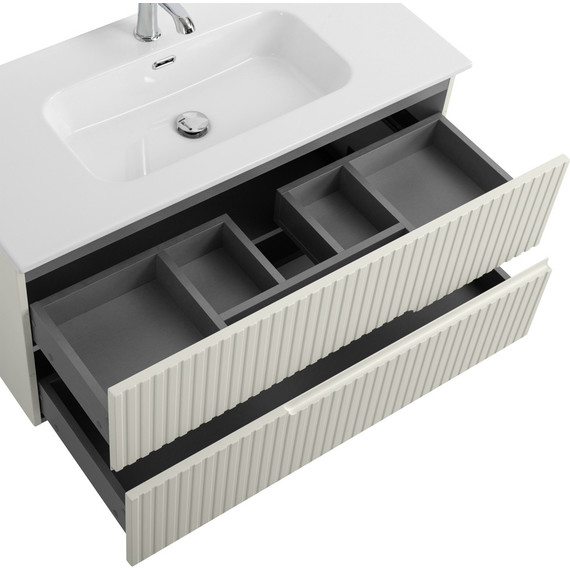 Тумба подвесная с раковиной Cezares DUET-N-1000-2C-SO-AS-P 100 см (раковина CZR-8095-100) альпака брашированная фото 4