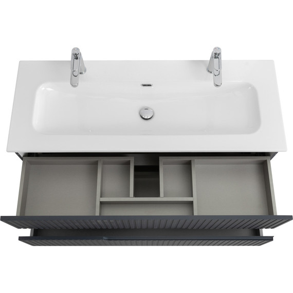 Тумба подвесная с раковиной Cezares DUET-N-1200-2C-SO-GR-P 120 см (раковина CZR-8073-120-1-2) grafito фото 4