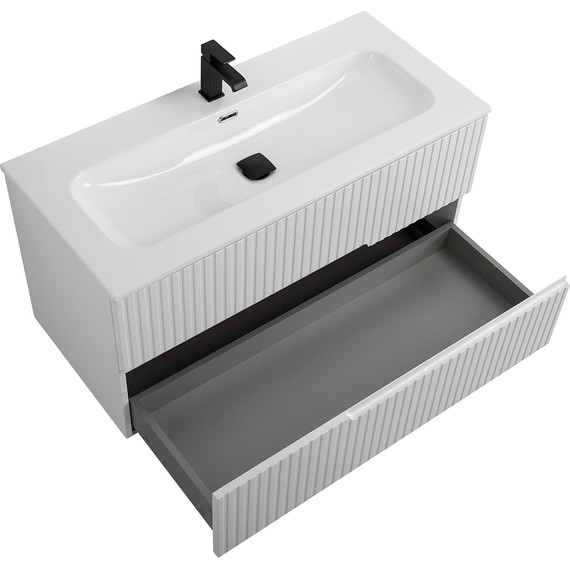 Тумба подвесная с раковиной Cezares DUET-N-1000-2C-SO-BL 100 см (раковина CZR-8073-100) bianco lucido фото 3