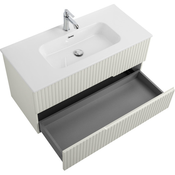 Тумба подвесная с раковиной Cezares DUET-N-1000-2C-SO-AS-P 100 см (раковина CZR-8095-100) альпака брашированная фото 3