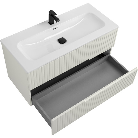 Тумба подвесная с раковиной Cezares DUET-N-1000-2C-SO-AS-P 100 см (раковина CZR-8073-100) альпака брашированная фото 3