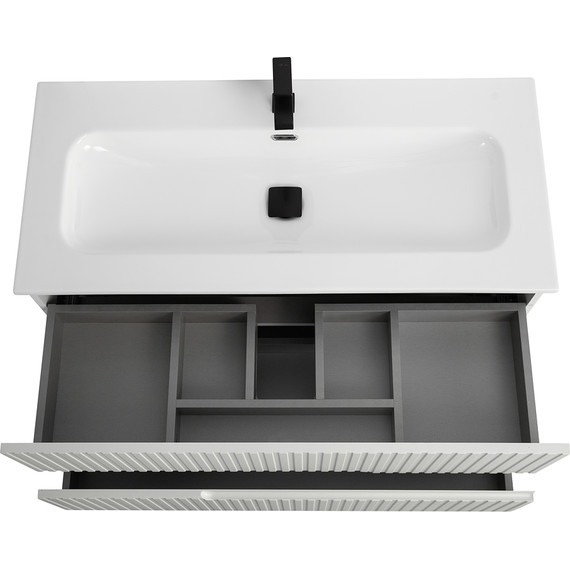 Тумба подвесная с раковиной Cezares DUET-N-1000-2C-SO-BL 100 см (раковина CZR-8073-100) bianco lucido фото 4