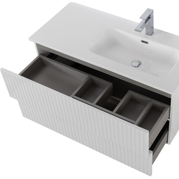 Тумба подвесная с раковиной Cezares DUET-N-1000-2C-SO-BL-R 100 см (раковина CZR-8095-100-R) bianco lucido - 5 Тумба подвесная с раковиной Cezares DUET-N-1000-2C-SO-BL-R 100 см (раковина CZR-8095-100-R) bianco lucido фото 5