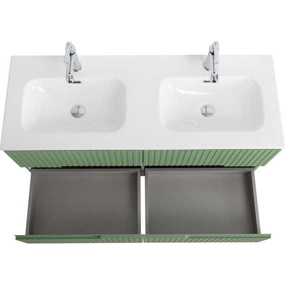 Тумба подвесная с раковиной Cezares DUET-N-1200-4C-SO-2-PS-P 120 см (раковина CZR-8073-120-2) фисташковый софт - 6 Тумба подвесная с раковиной Cezares DUET-N-1200-4C-SO-2-PS-P 120 см (раковина CZR-8073-120-2) фисташковый софт фото 6