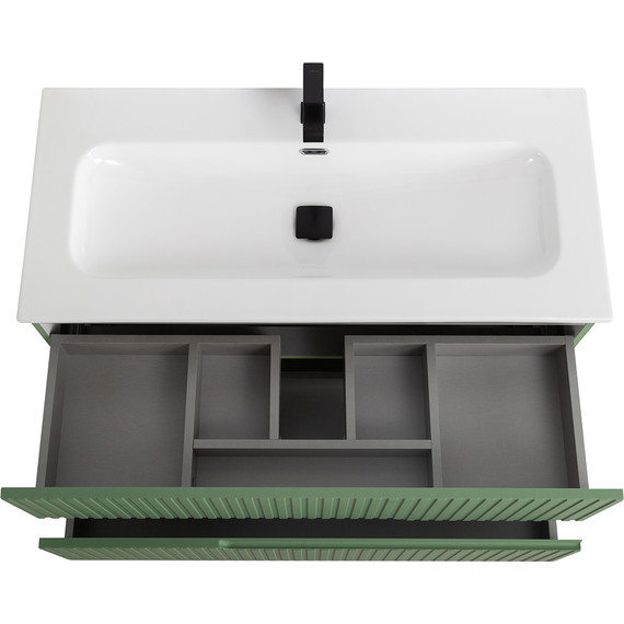 Тумба подвесная с раковиной Cezares DUET-N-1000-2C-SO-PS-P 100 см (раковина CZR-8073-100) фисташковый софт фото 4