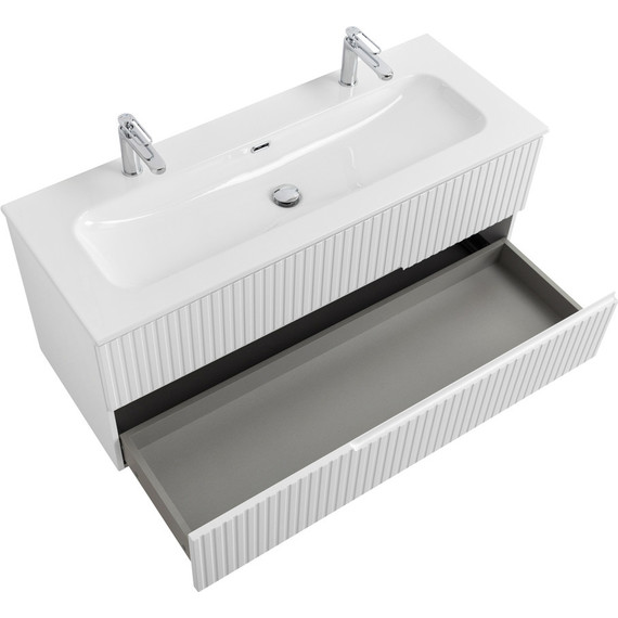 Тумба подвесная с раковиной Cezares DUET-N-1200-2C-SO-BL 120 см (раковина CZR-8073-120-1-2) bianco lucido фото 3