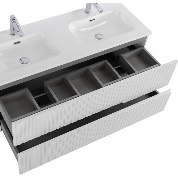 Тумба подвесная с раковиной Cezares DUET-N-1200-2C-SO-2-BL 120 см (раковина CZR-8073-120-2) bianco lucido фото 5