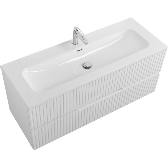 Тумба подвесная с раковиной Cezares DUET-N-1200-2C-SO-FBS-P 120 см (раковина CZR-8073-120) ясень белый софт фото 4