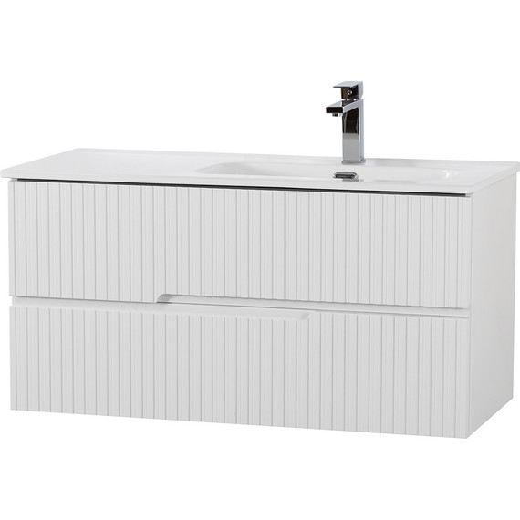 Тумба подвесная с раковиной Cezares DUET-N-1000-2C-SO-BL-R 100 см (раковина CZR-8095-100-R) bianco lucido - 2 Тумба подвесная с раковиной Cezares DUET-N-1000-2C-SO-BL-R 100 см (раковина CZR-8095-100-R) bianco lucido фото 2