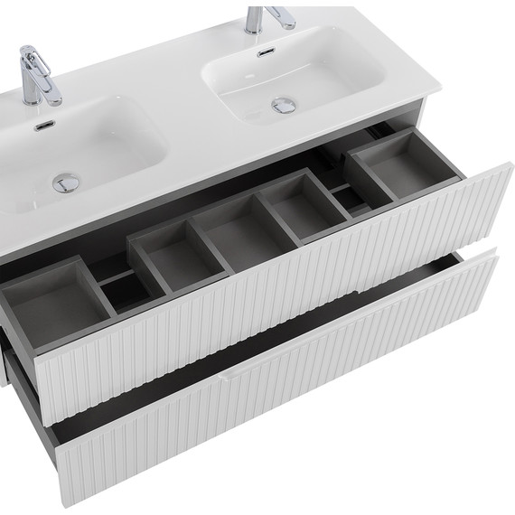 Тумба подвесная с раковиной Cezares DUET-N-1200-2C-SO-2-BL 120 см (раковина CZR-8095-120-2) bianco lucido фото 5