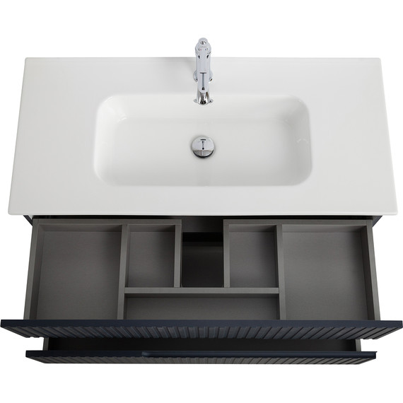 Тумба подвесная с раковиной Cezares DUET-N-1000-2C-SO-GR-P 100 см (раковина CZR-8095-100) grafito фото 4