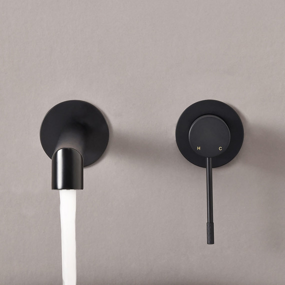 Смеситель для раковины настенный Vincea Desire VBFW-1D1MB, чёрный (со скрытой частью) - 6 Смеситель для раковины настенный Vincea Desire VBFW-1D1MB, чёрный (со скрытой частью) фото 6