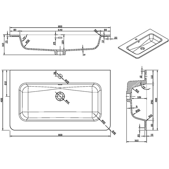 Раковина врезная Vincea 80 см VCB-1A800W фото 2