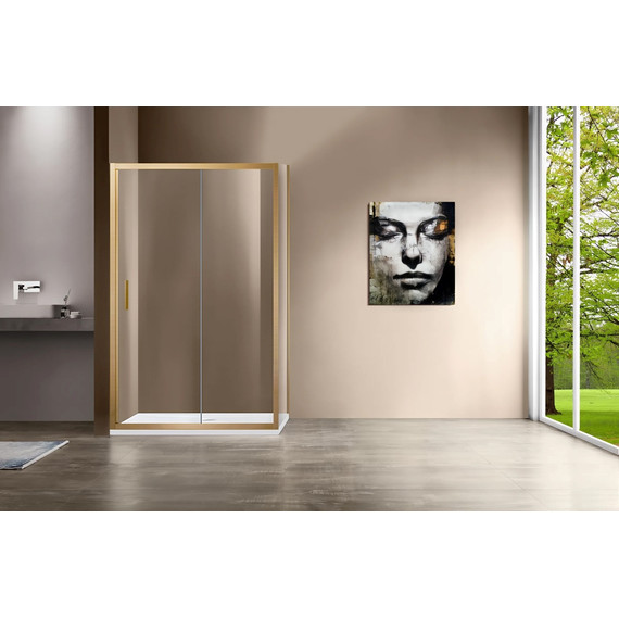 Душевое ограждение Vincea Garda 130x100 см VSR-1G1013CLG, брашированное золото/прозрачное фото 2