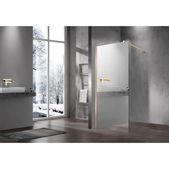 Душевая перегородка Vincea Walk in 90 см VSW-1H900MRG (стекло 8 мм) с кронштейном в комплекте, матовый золотой/зеркальное фото 2