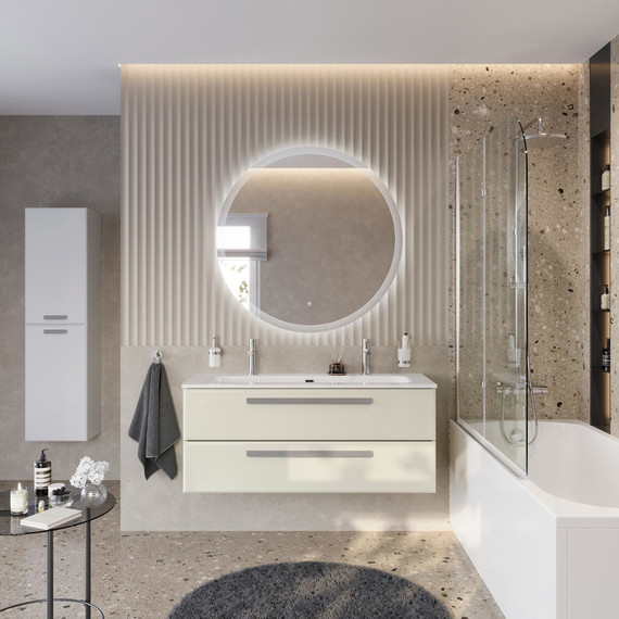 Тумба подвесная с раковиной Cezares ECO-CER-N-1200-2C-SO-AS-P 120 см (раковина CZR-8073-120-1-2) альпака брашированная фото 12