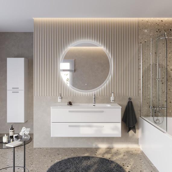 Тумба подвесная с раковиной Cezares ECO-CER-N-1200-2C-SO-BL-R 120 см (раковина CZR-8095-120-R) bianco lucido фото 14