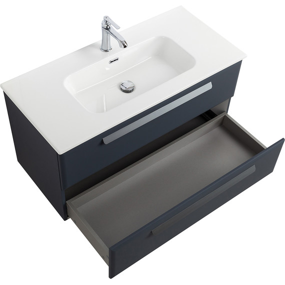 Тумба подвесная с раковиной Cezares ECO-CER-N-1000-2C-SO-GR-P 100 см (раковина CZR-8095-100) grafito фото 3