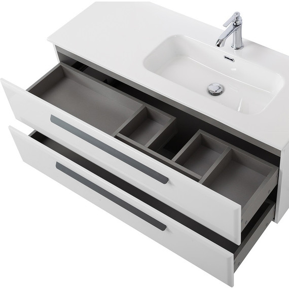 Тумба подвесная с раковиной Cezares ECO-CER-N-1200-2C-SO-BL-R 120 см (раковина CZR-8095-120-R) bianco lucido фото 5