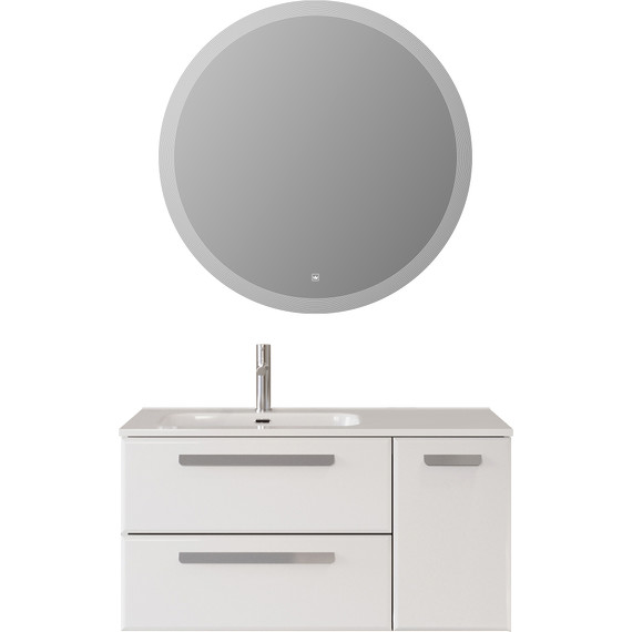 Тумба подвесная с раковиной Cezares ECO-CER-N-1000-2C-1A-SO-BL-L 100 см (раковина CZR-8095-100-L) bianco lucido фото 11