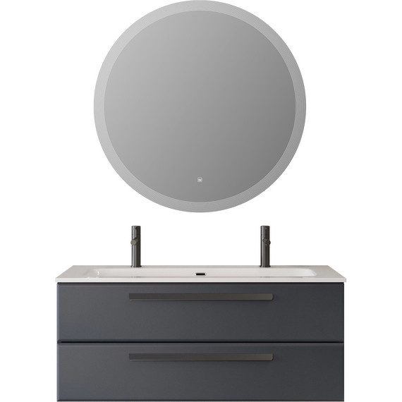 Тумба подвесная с раковиной Cezares ECO-CER-N-1200-2C-SO-GR-P 120 см (раковина CZR-8073-120-1-2) grafito фото 8