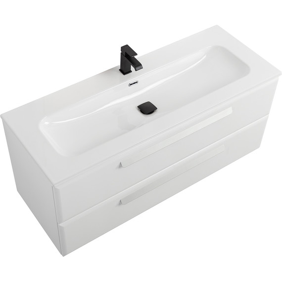 Тумба подвесная с раковиной Cezares ECO-CER-N-1200-2C-SO-BL 120 см (раковина CZR-8073-120) bianco lucido фото 3