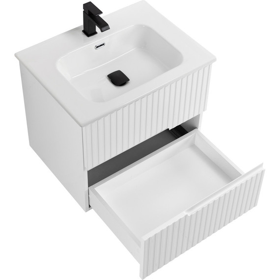 Тумба подвесная с раковиной Cezares DUET-N-700-2C-SO-BL 70 см (раковина CZR-8095-70) bianco lucido фото 3