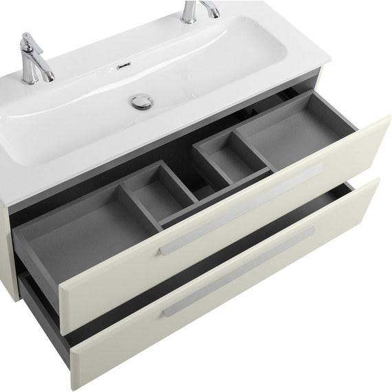 Тумба подвесная с раковиной Cezares ECO-CER-N-1200-2C-SO-AS-P 120 см (раковина CZR-8073-120-1-2) альпака брашированная фото 6