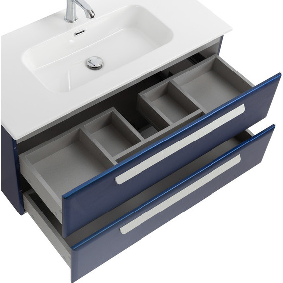 Тумба подвесная с раковиной Cezares ECO-CER-N-1000-2C-SO-SPF-P 100 см (раковина CZR-8095-100) sapfiro фото 5