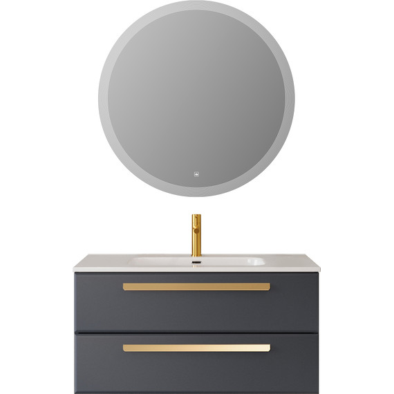 Тумба подвесная с раковиной Cezares ECO-CER-N-1000-2C-SO-GR-P 100 см (раковина CZR-8095-100) grafito фото 8