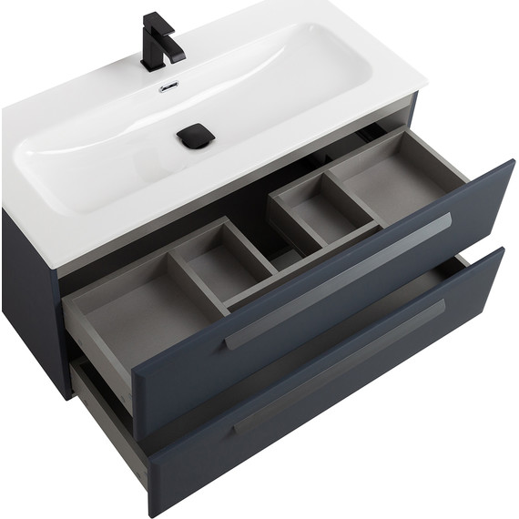 Тумба подвесная с раковиной Cezares ECO-CER-N-1000-2C-SO-GR-P 100 см (раковина CZR-8073-100) grafito фото 5