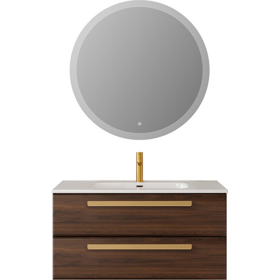 Тумба подвесная с раковиной Cezares ECO-CER-N-1000-2C-SO-NCS-P 100 см (раковина CZR-8095-100) орех шоколад софт фото 14