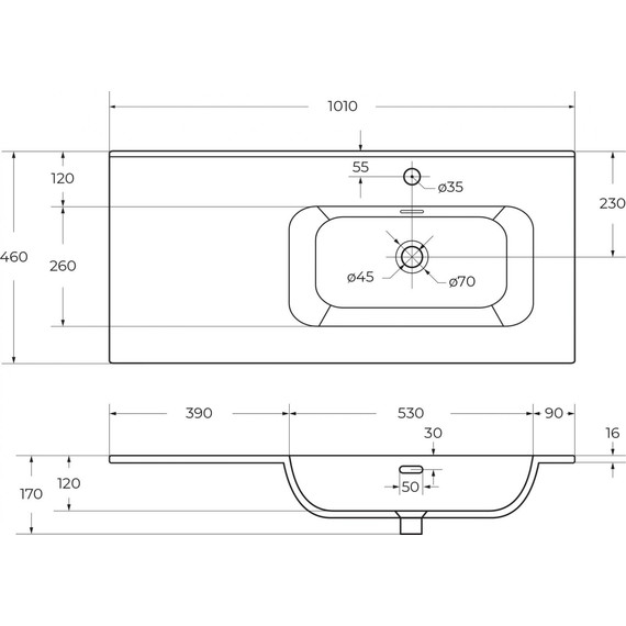 Тумба подвесная с раковиной Cezares ECO-CER-N-1000-2C-SO-BL-R 100 см (раковина CZR-8095-100-R) bianco lucido фото 17