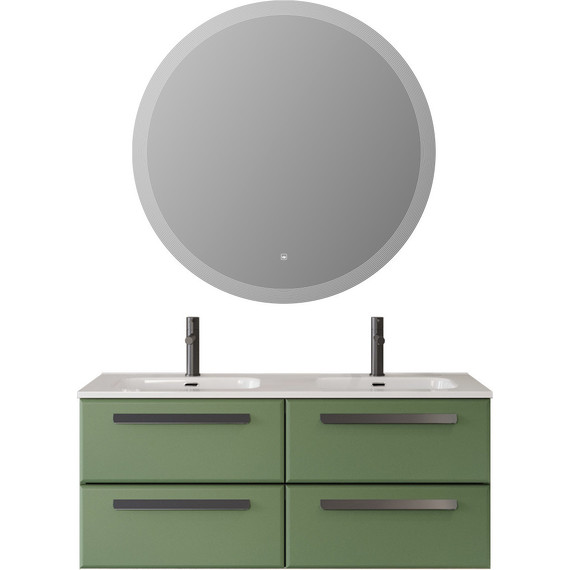 Тумба подвесная с раковиной Cezares ECO-CER-N-1200-4C-SO-2-PS-P 120 см (раковина CZR-8095-120-2) фисташковый софт фото 15