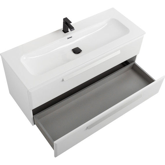 Тумба подвесная с раковиной Cezares ECO-CER-N-1200-2C-SO-BL 120 см (раковина CZR-8073-120) bianco lucido фото 4