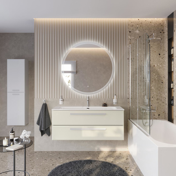 Тумба подвесная с раковиной Cezares ECO-CER-N-1200-2C-SO-AS-P 120 см (раковина CZR-8073-120) альпака брашированная фото 10