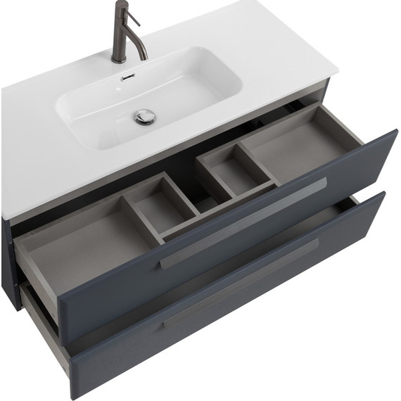 Тумба подвесная с раковиной Cezares ECO-CER-N-1200-2C-SO-GR-P 120 см (раковина CZR-8095-120) grafito фото 5