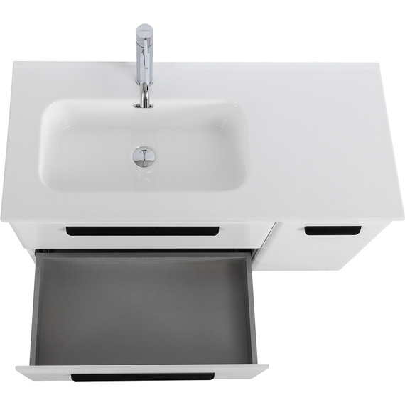 Тумба подвесная с раковиной Cezares ECO-CER-N-1000-2C-1A-SO-BL-L 100 см (раковина CZR-8095-100-L) bianco lucido фото 9