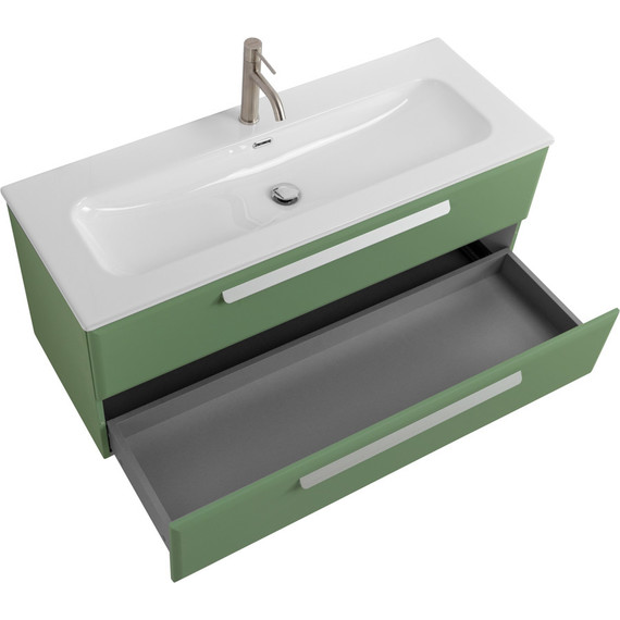 Тумба подвесная с раковиной Cezares ECO-CER-N-1200-2C-SO-PS-P 120 см (раковина CZR-8073-120) фисташковый софт фото 3