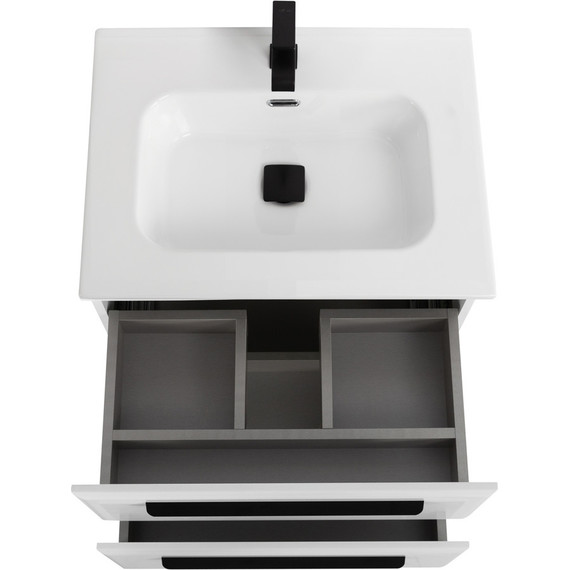 Тумба подвесная с раковиной Cezares ECO-CER-N-600-2C-SO-BL 60 см (раковина CZR-8095-60) bianco lucido фото 4